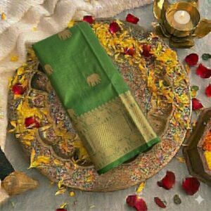 Leaf green thriubuvanam silk saree
