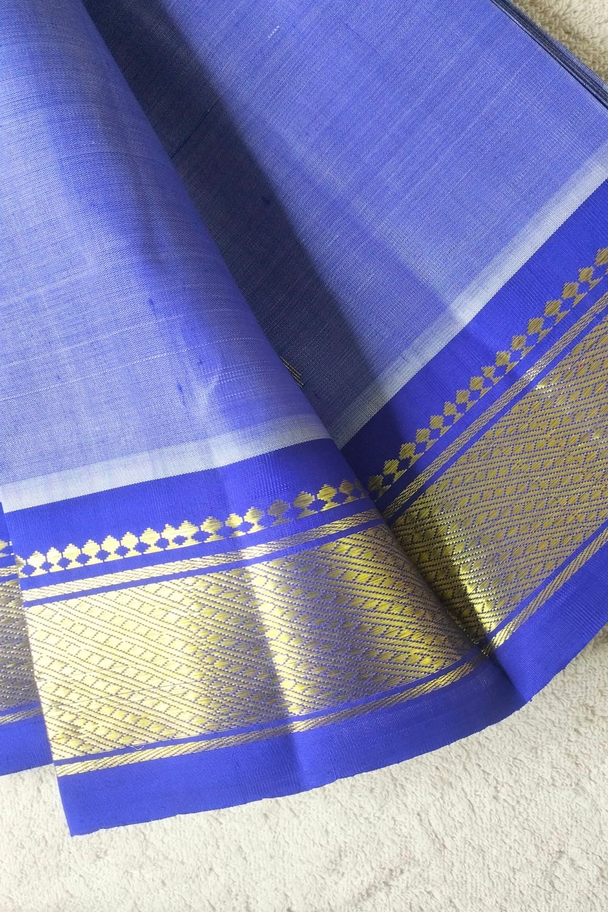 Blue Color Thirubuvanam Handloom Silk Saree