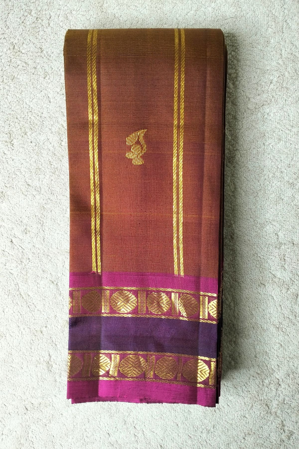 Coffee Brown handloom Pattu Saree with Retta petta Border