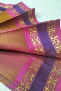 Coffee brown Thirubuvanam Silk Saree with Magenta Retta Petta Border