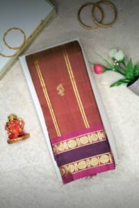 Coffee brown handloom silk saree with retta petta border