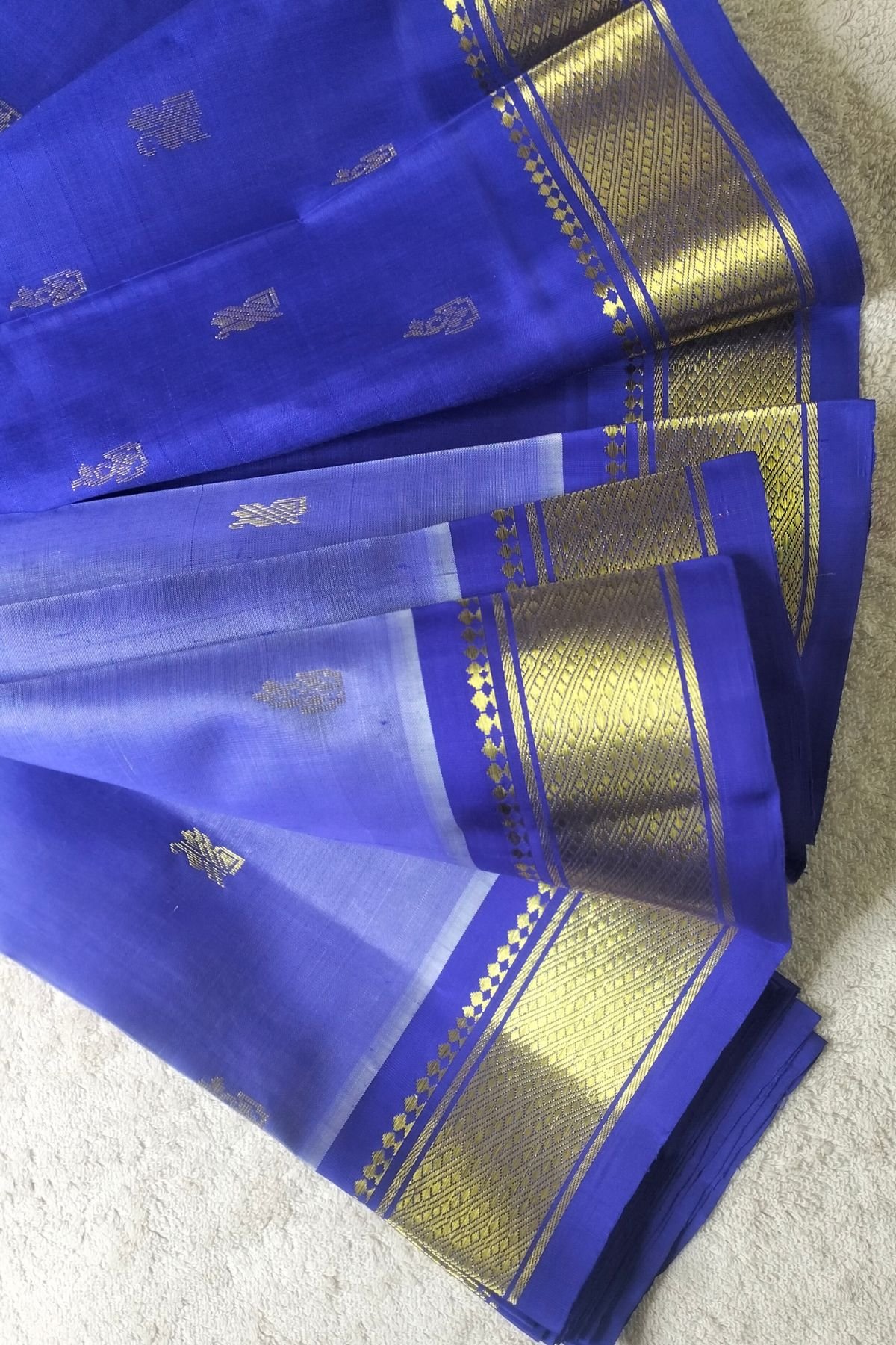 Lavender and Blue Thirubuvanam Pattu Saree