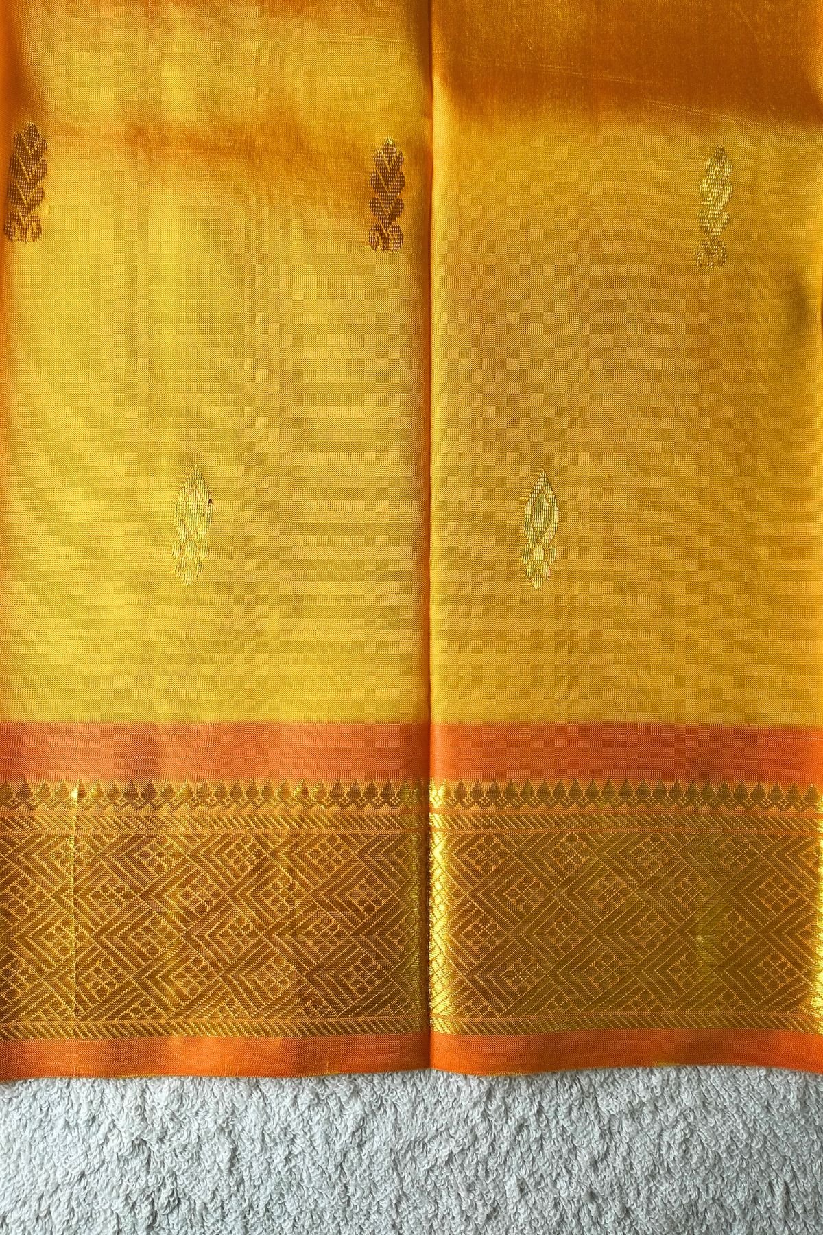 Mango Yellow Pallu Thirubuvanam Pattu Saree handloom