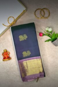 Mayil Kazhuthu Dual Tone Blue green Thirubuvanam Handloom Pure Silk Saree