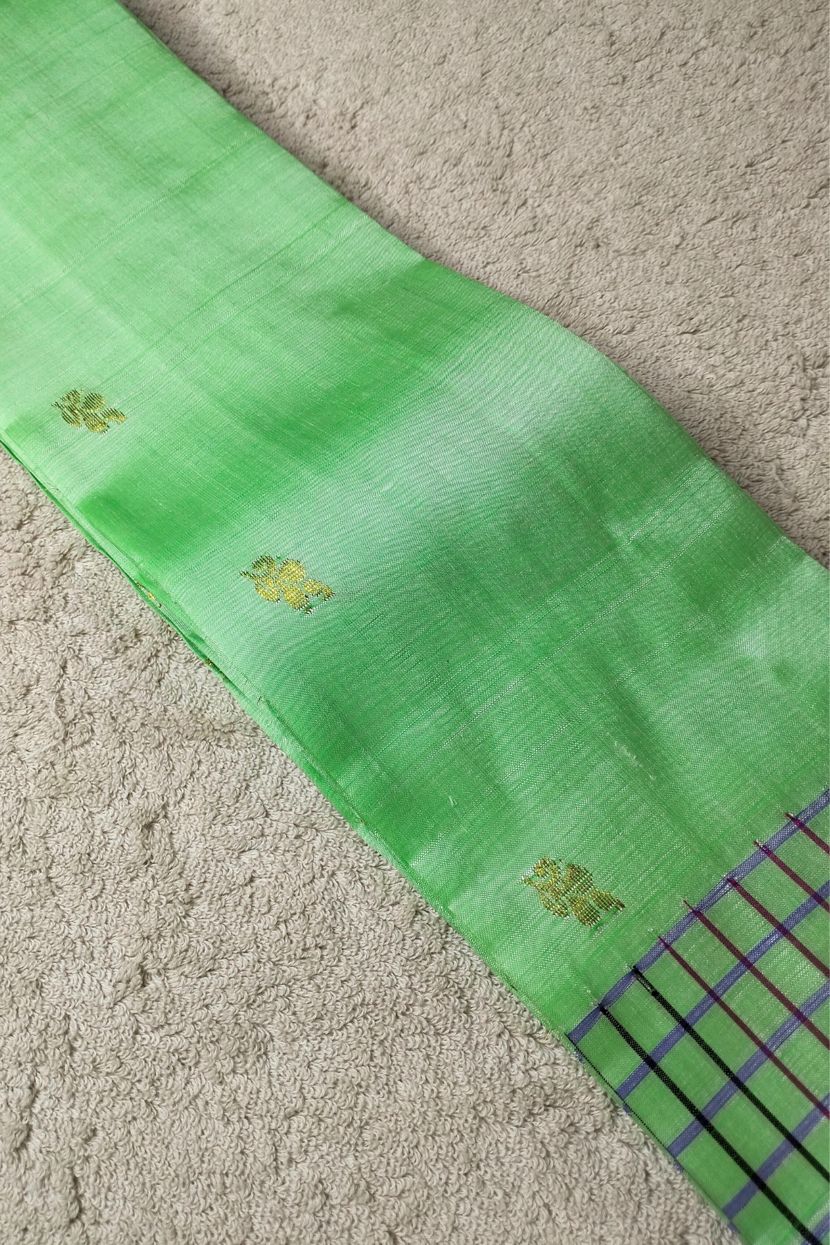 Mint Green Pure Silk Saree with Silk mark label