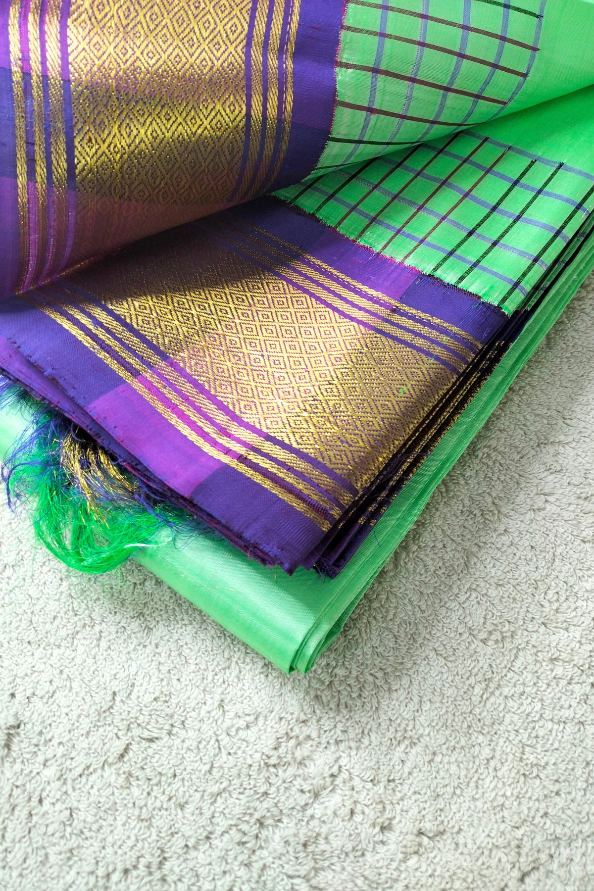 Mint Green and Magenta Pallu Silk Saree