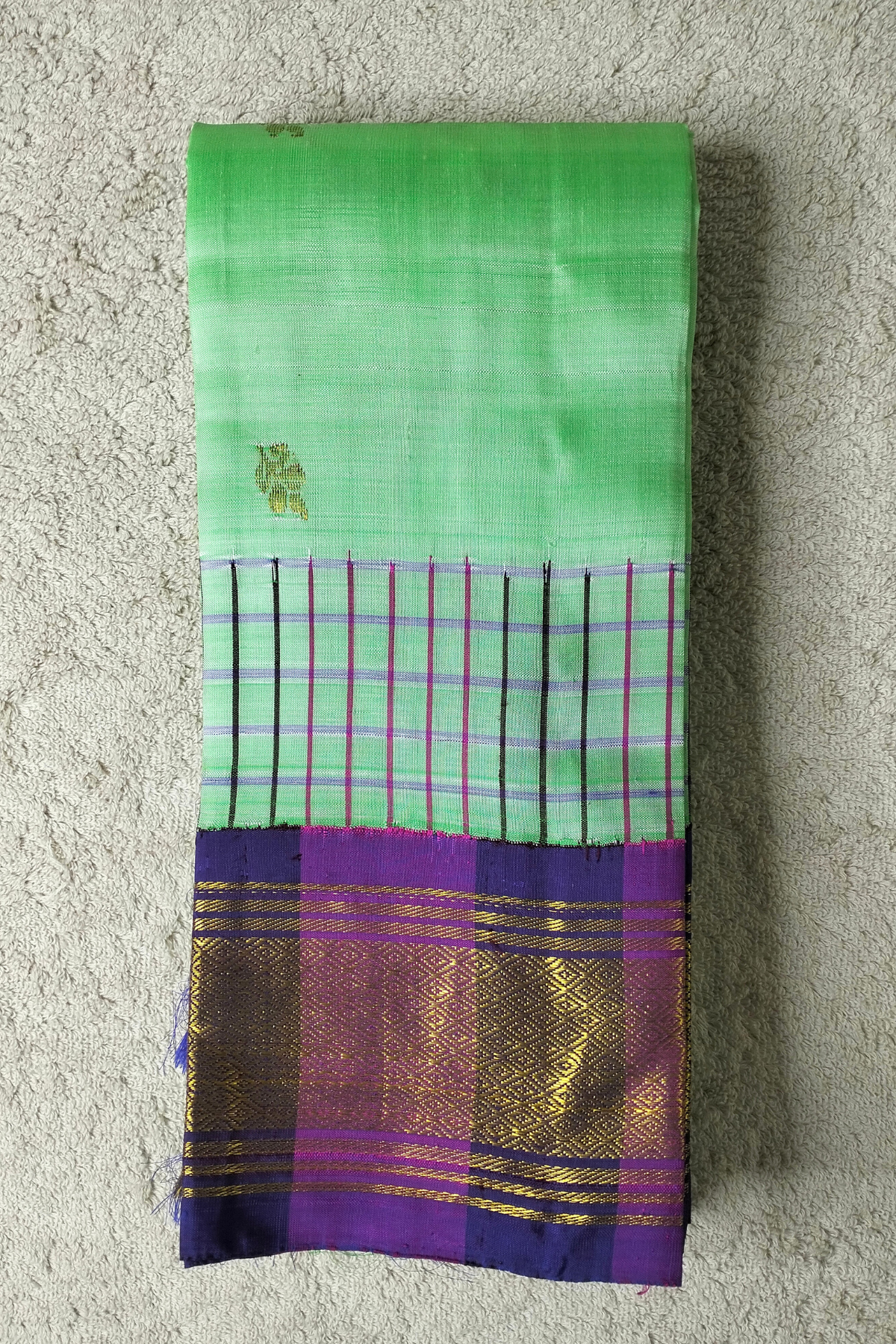 Pastel Mint Green Thirubuvanam Silk Saree