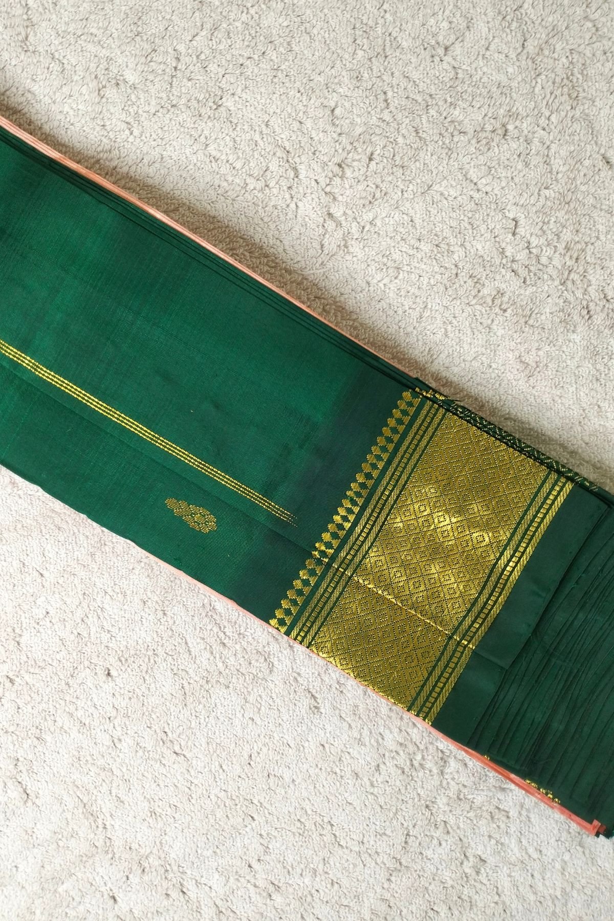 Peach Color Handloom Silk Saree