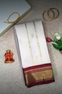 Pure white Handloom Silk Saree with Ruby Red Pallu