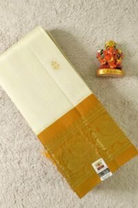 handloom cream white pure silk saree with silk mark