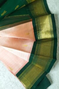 peach and green thirubuvanam pattu saree​