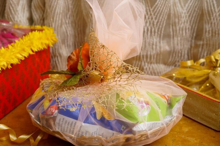 Decorated basket of gifts of the kind carried in seer varisai