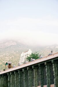 Gopuram of the Arunachaleswarar temple with the Annamalai hill behind, Tiruvannamalai